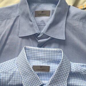 Two mens Canali long sleeve button up Dress shirts// Made In ITALY